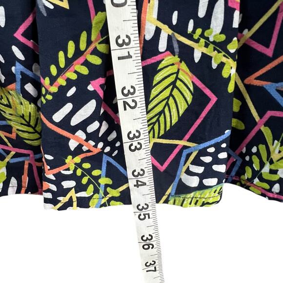 THML Dress S Blue Green Floral Geo Sleeveless Ruffle Neck Peplum Hem Boho Chic - Picture 10 of 14